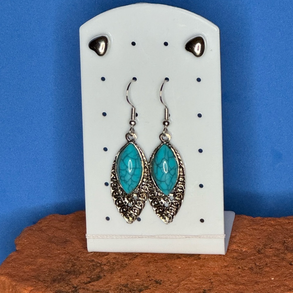 NEW Silver and Turquoise Earrings Set * Costume